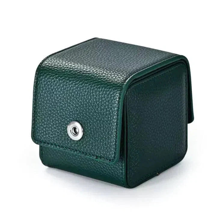 Boîte Montre Cuir Émeraude Velours Cube