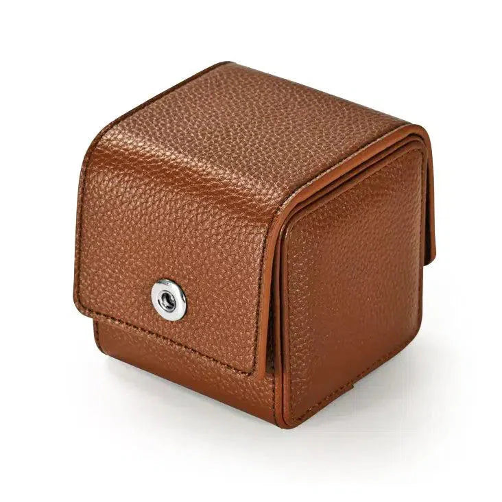 Boîte Montre Cuir Marron Tanné Velours Cube