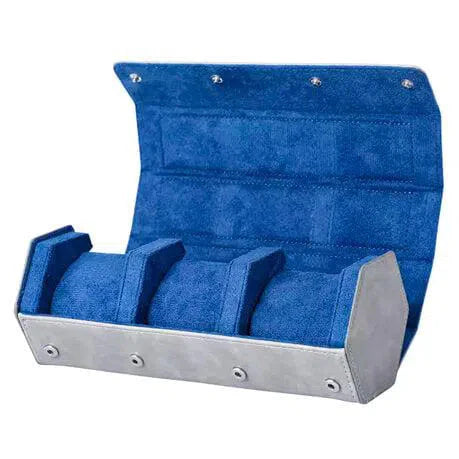 Boîte Montre Cuir Bleu Azur Hexagonale 3 Places