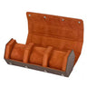 Boîte Montre Cuir Orange Hexagonale 3 Places