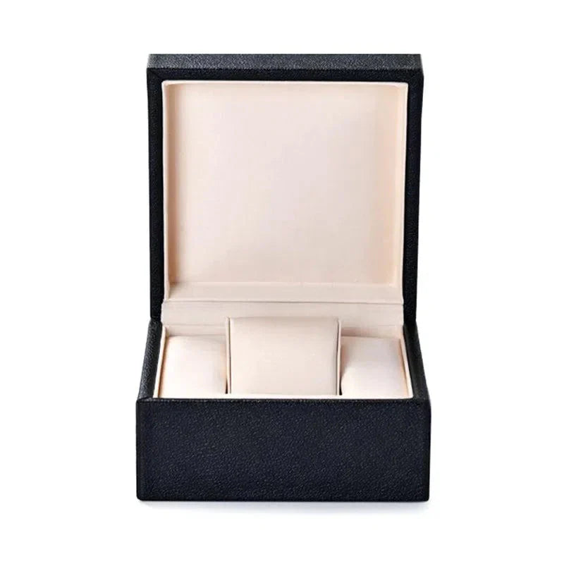 Boîte Montre Cuir Noir Bois Chêne Solo