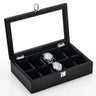 Boîte Montres Noire Cuir Compartiments Pro