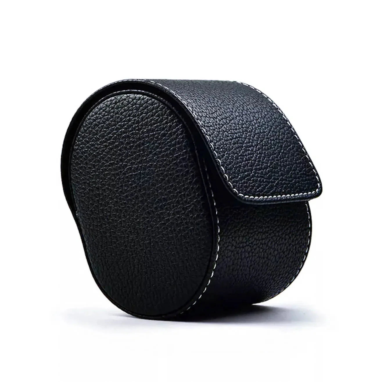 Étui Montre Cuir Noir Charbon Voyage Velours
