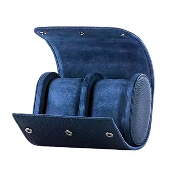 Boîte Montre Cuir Bleu Cobalt 2 Places