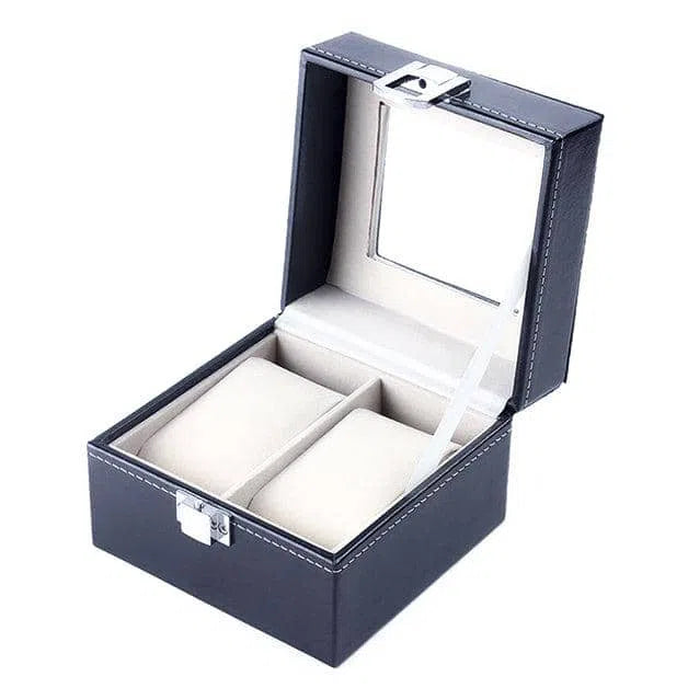 Étui Montre Cuir 2 Places Noir Voyage Mini