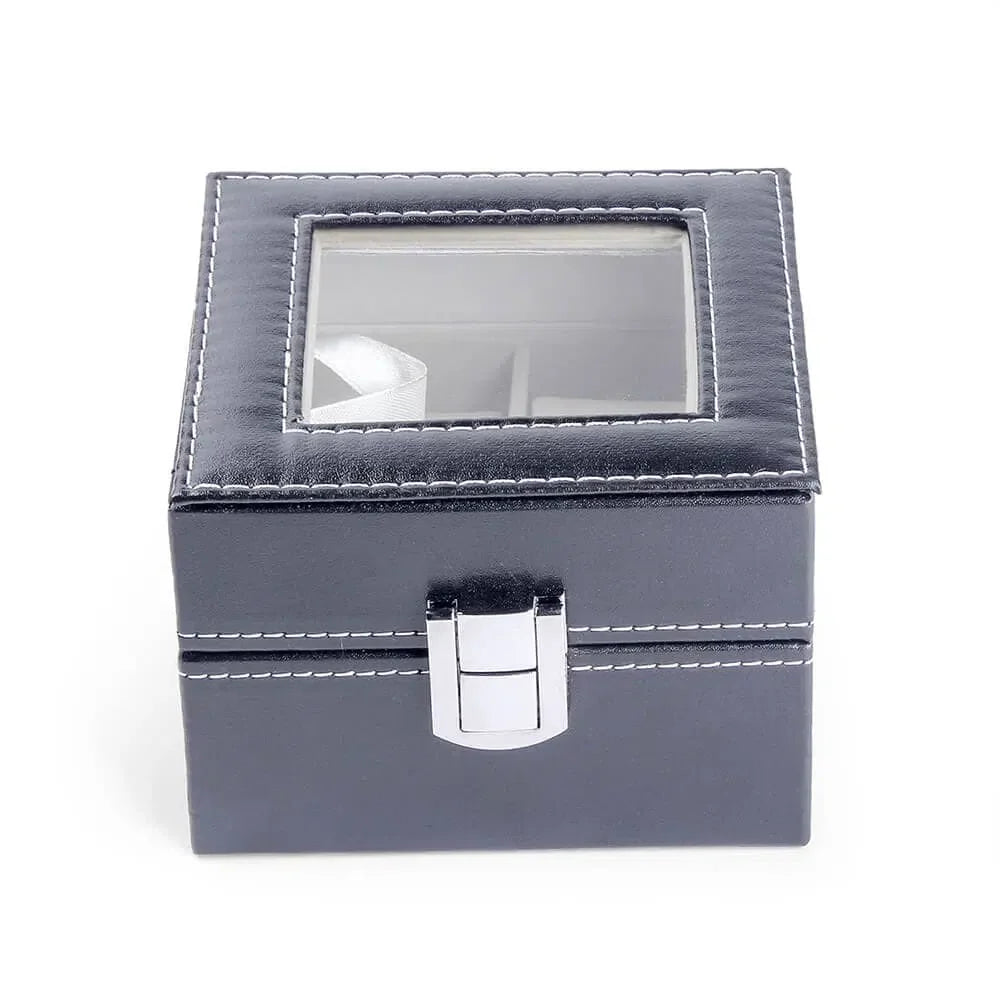 Étui Montre Cuir 2 Places Noir Voyage Mini