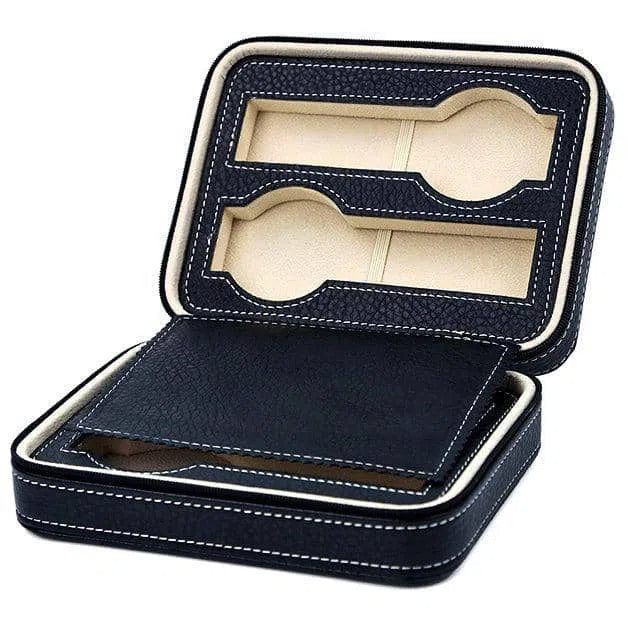 Mallette Montre Cuir Noir 4 Places Velours