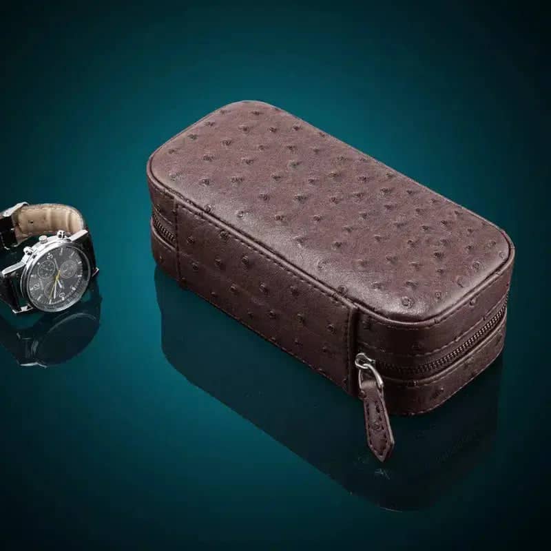 Étui Montre Cuir Marron 2 Emplacements