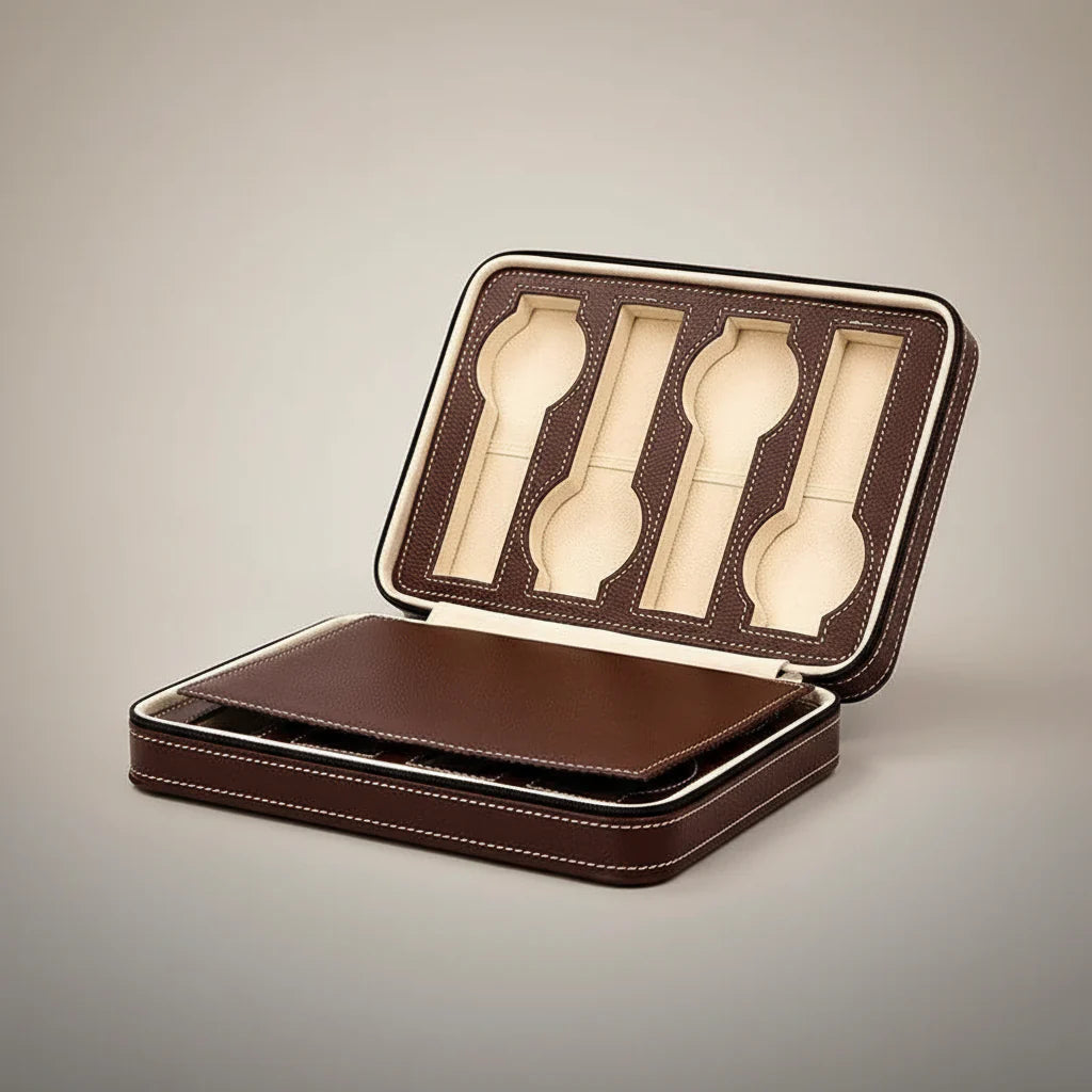 Étui Montre Cuir Marron 8 Places Nomade
