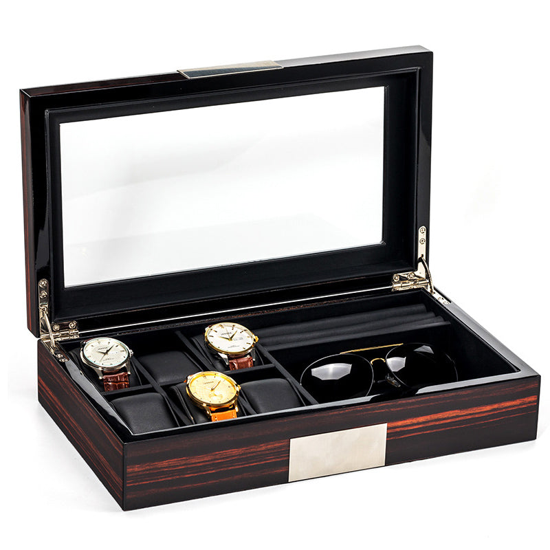 Coffre Fort Montre Bois Cuir 6 Places 3 Lunettes