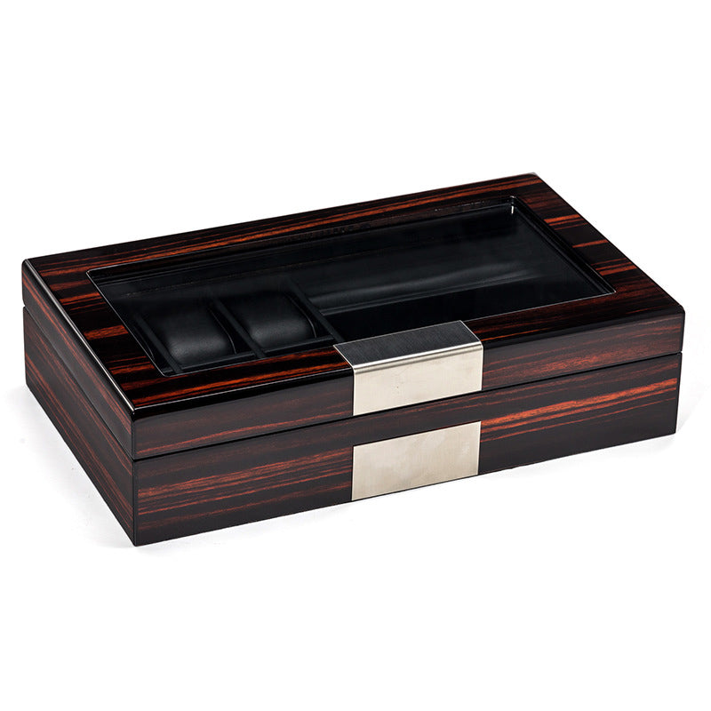 Coffre Fort Montre Bois Cuir 6 Places 3 Lunettes