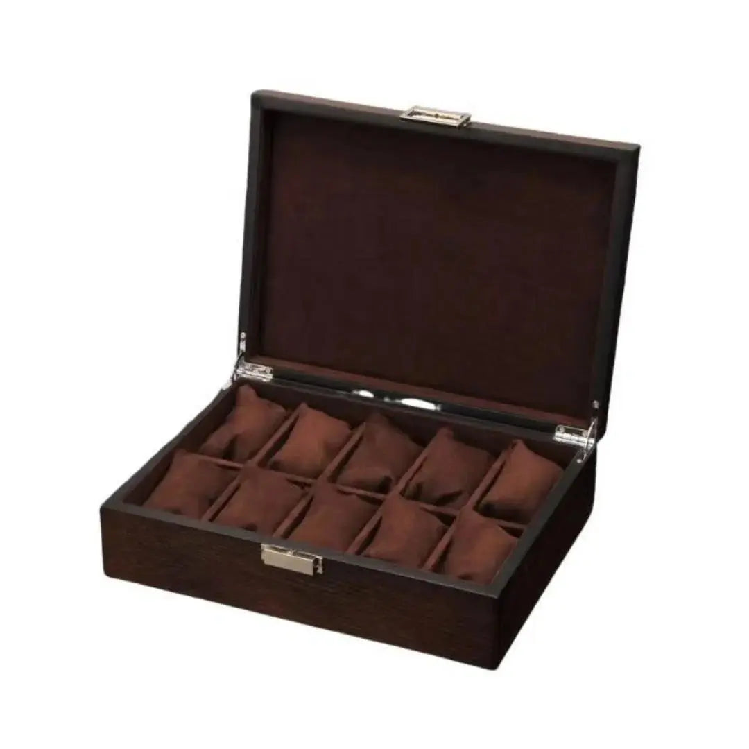 Boîte Montres Bois Suédine Marron 10 Places