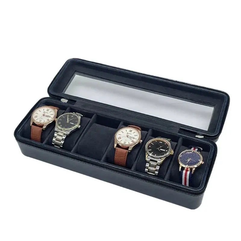 Boîte Montres Cuir Bleu Marine 6 Places