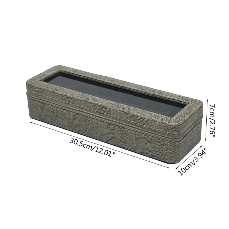Boîte Montres Cuir Gris 6 Places