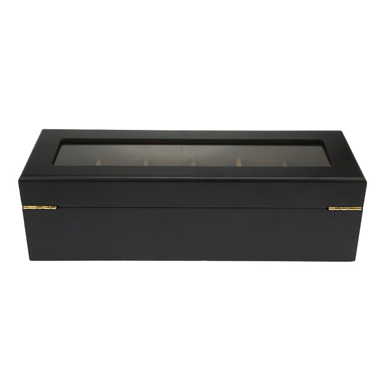 Coffret Montre Bois Noir 6 Slots Daim