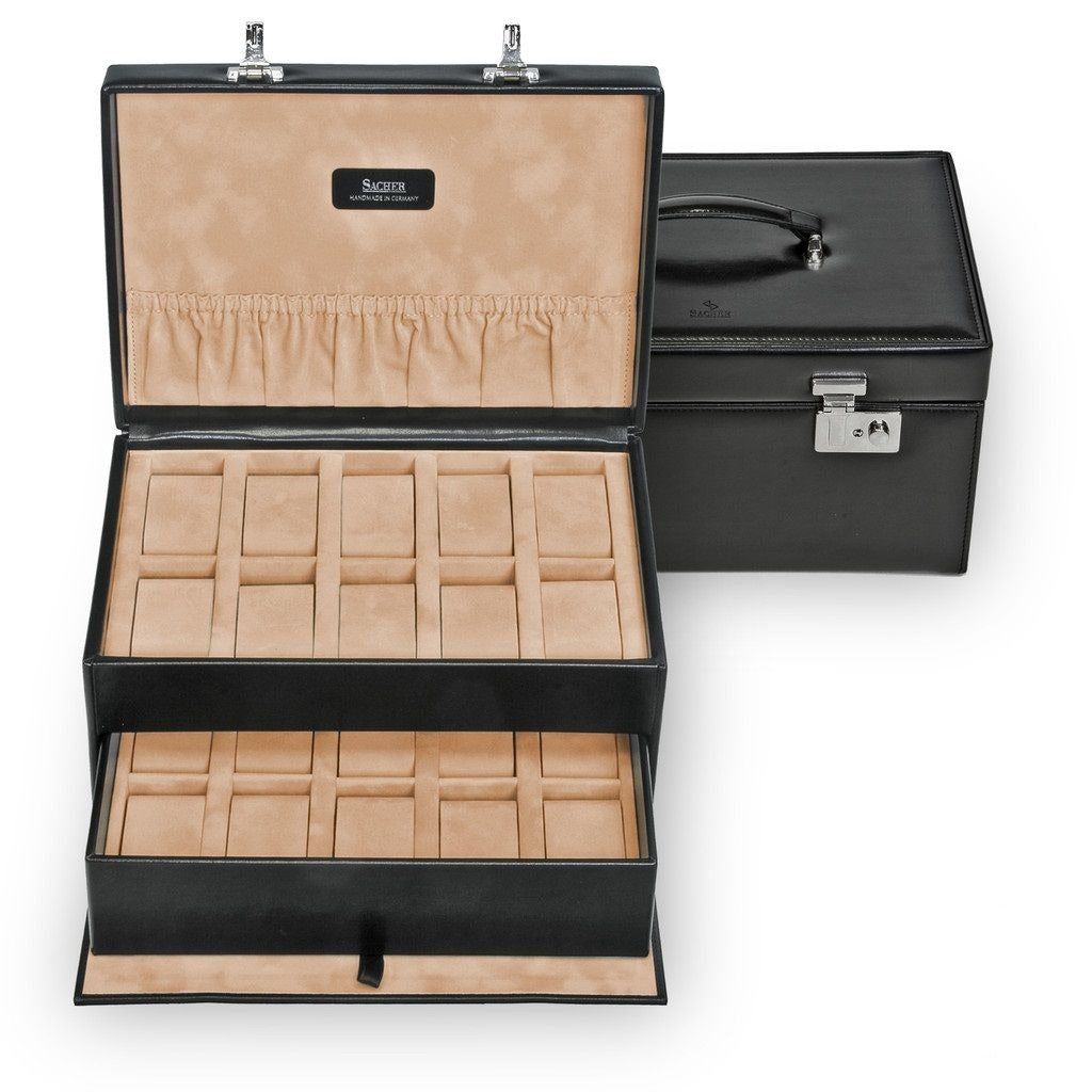 Boite a Montres Cuir Noir 20 Places Artisanale