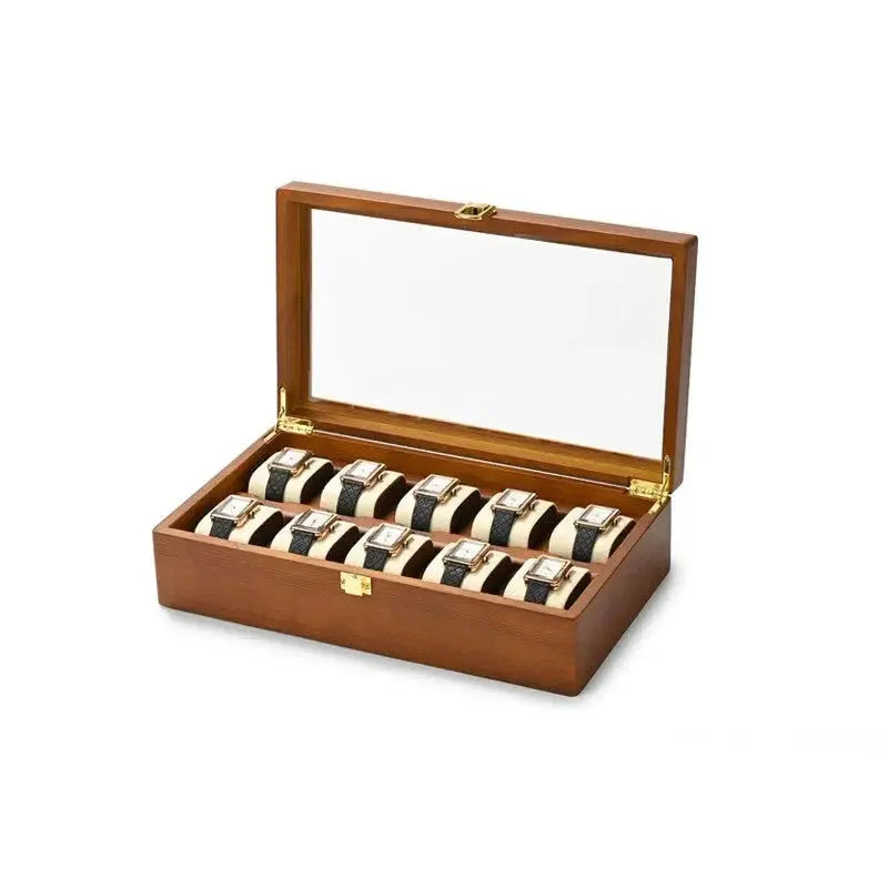 Boîte Montres Bois Velours Alezan 10 Places