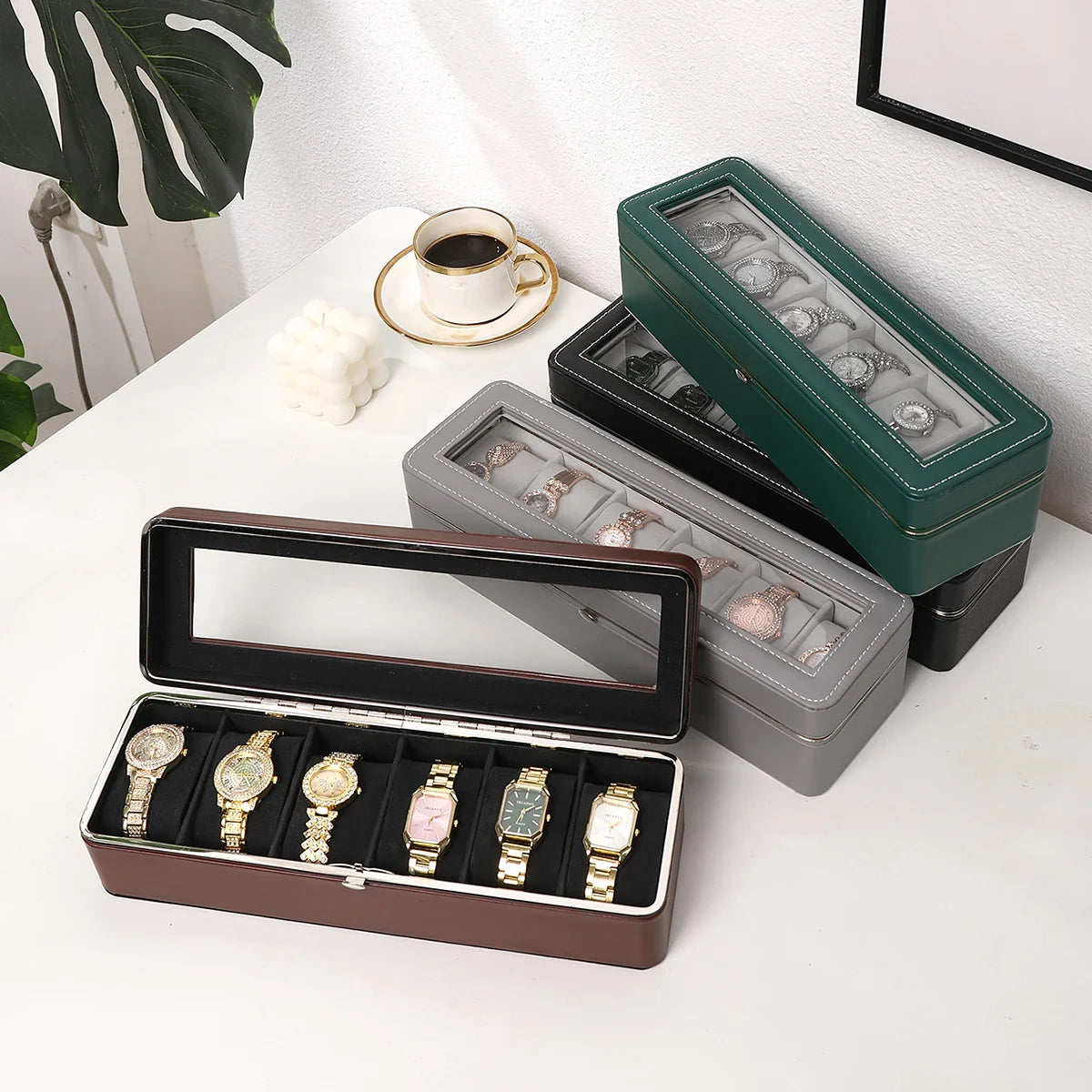 Boîte Montres Cuir Voyage 6 Emplacements Premium