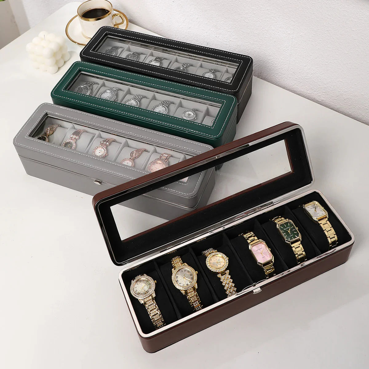 Boîte Montres Cuir Voyage 6 Emplacements Premium