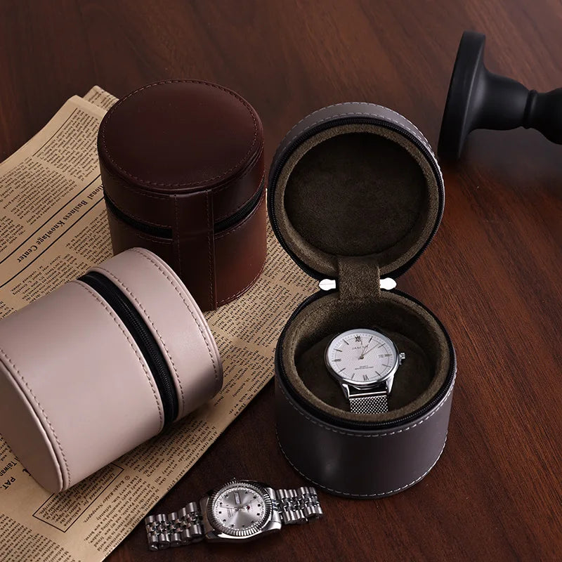 Étui Montre Cuir Voyage Zippé Compact