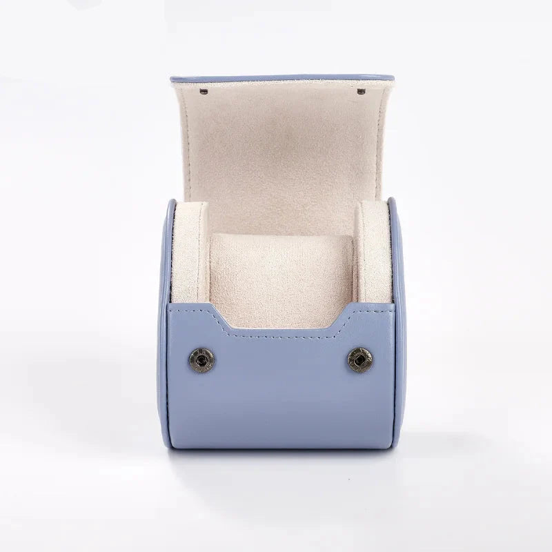 Étui Montre Cuir Voyage Bleu Tonneau 1 à 3