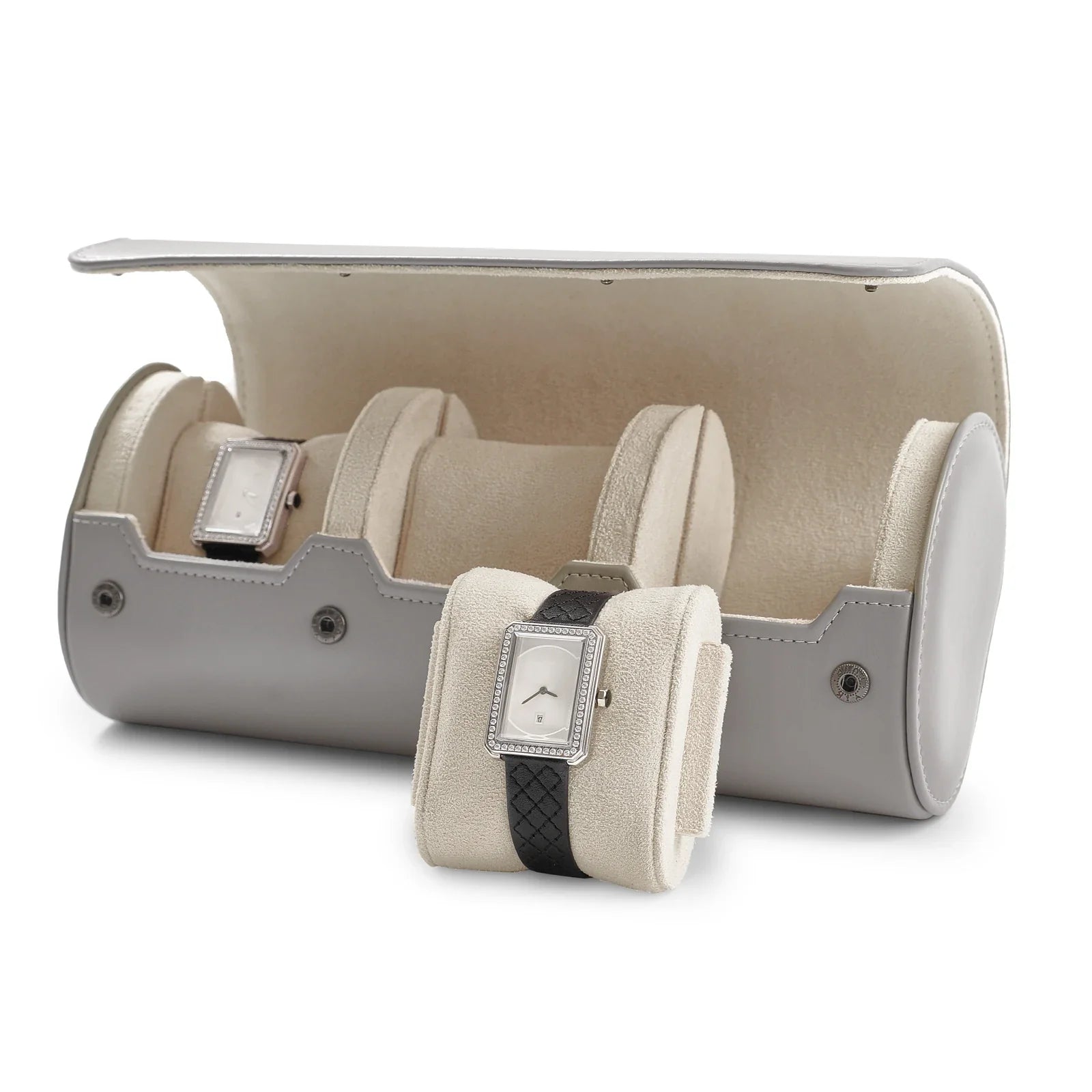 Étui Montre Cuir Voyage Gris 1 à 3 Slots
