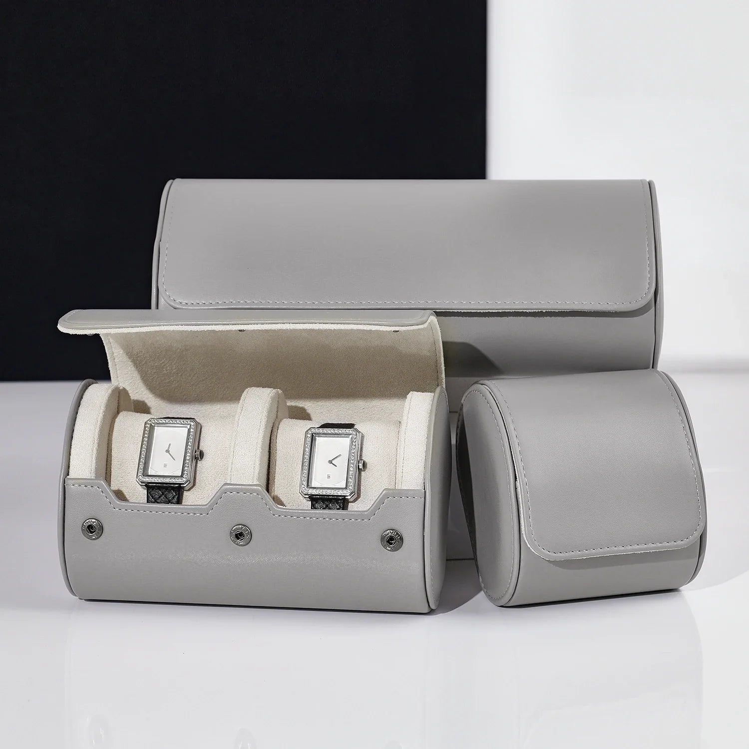 Étui Montre Cuir Voyage Gris 1 à 3 Slots