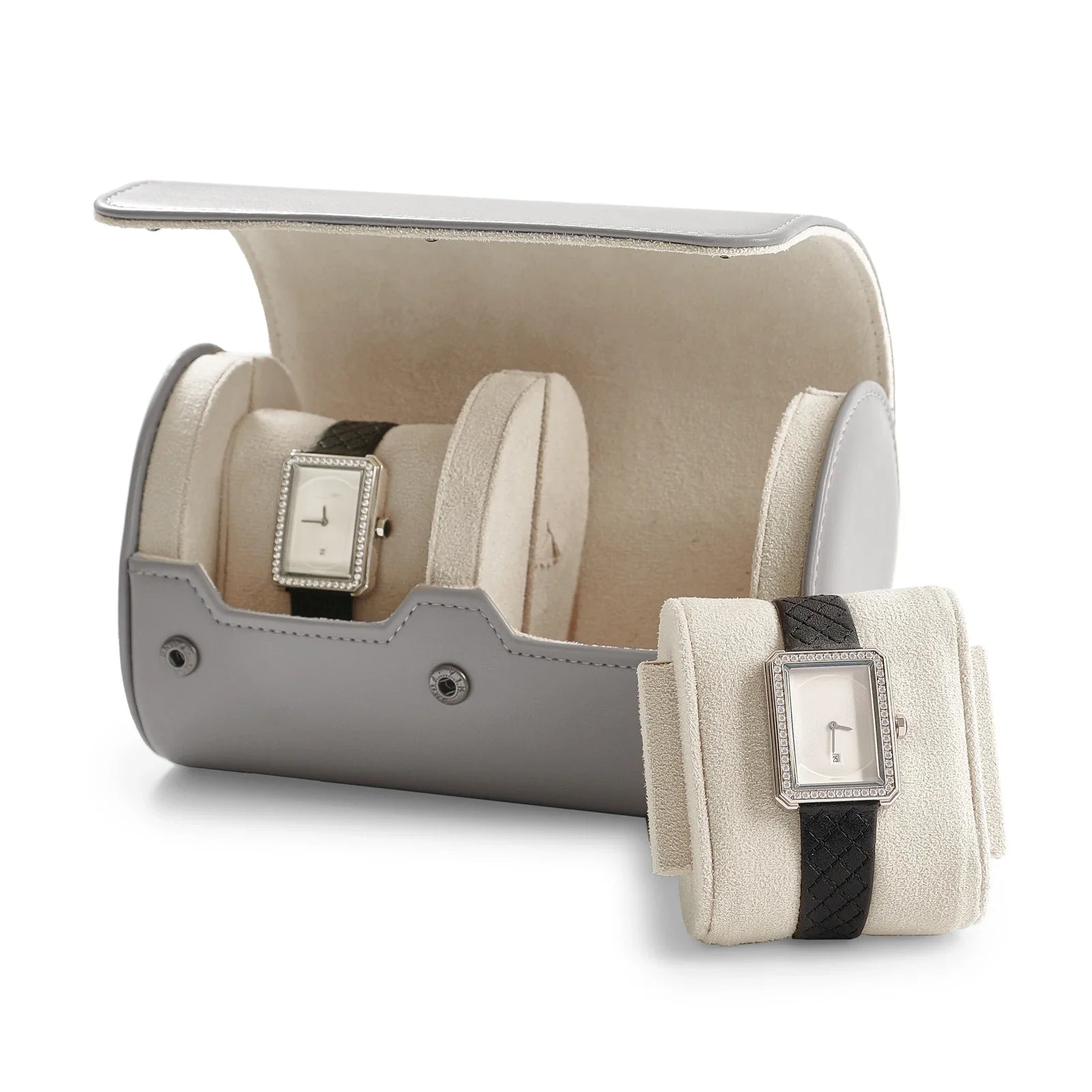 Étui Montre Cuir Voyage Gris 1 à 3 Slots