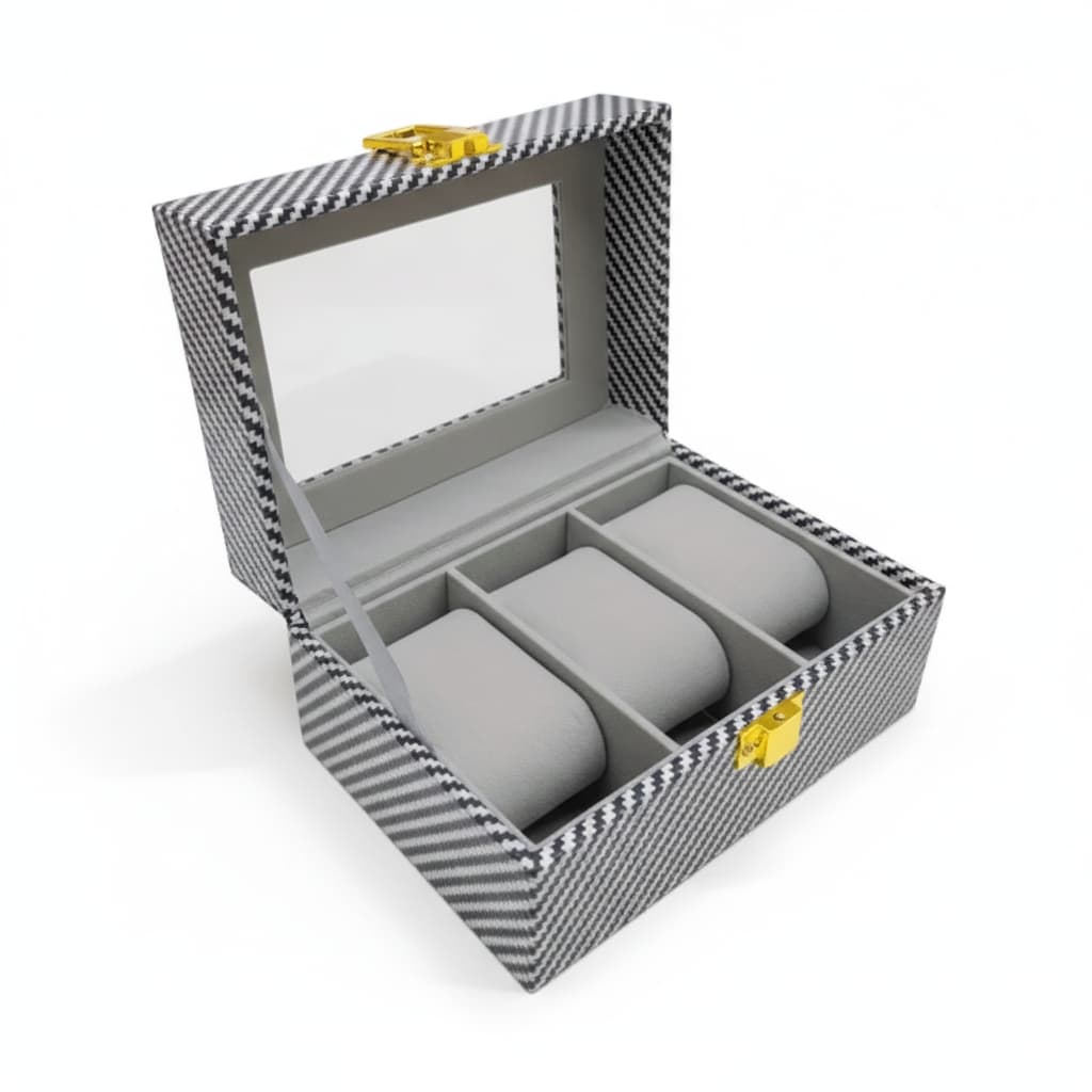 Boîte Montres Cuir Fibre Carbone Vitrine Multi-Places