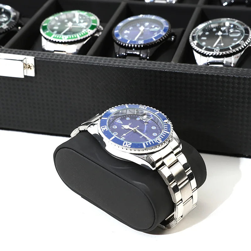 Boîte Montres Cuir Fibre Carbone Moderne Multi-Slots