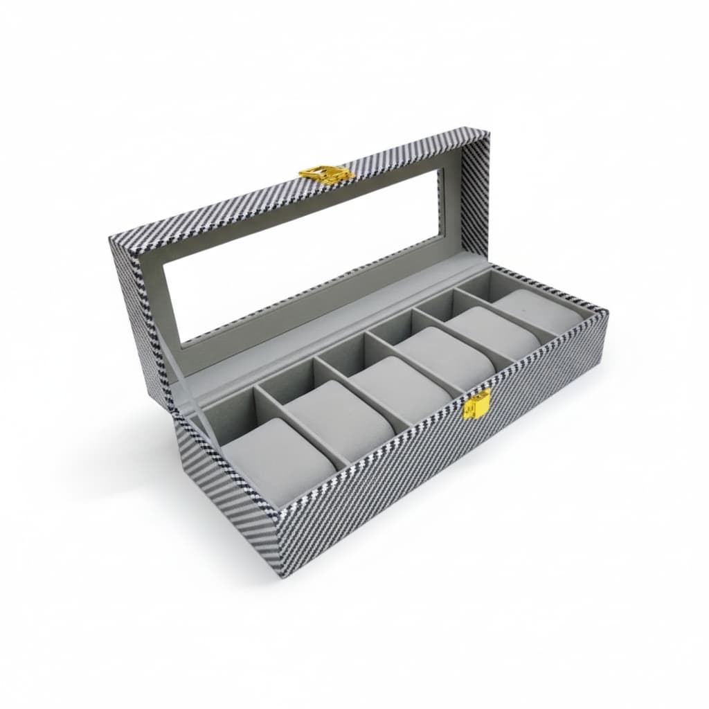 Boîte Montres Cuir Fibre Carbone Vitrine Multi-Places