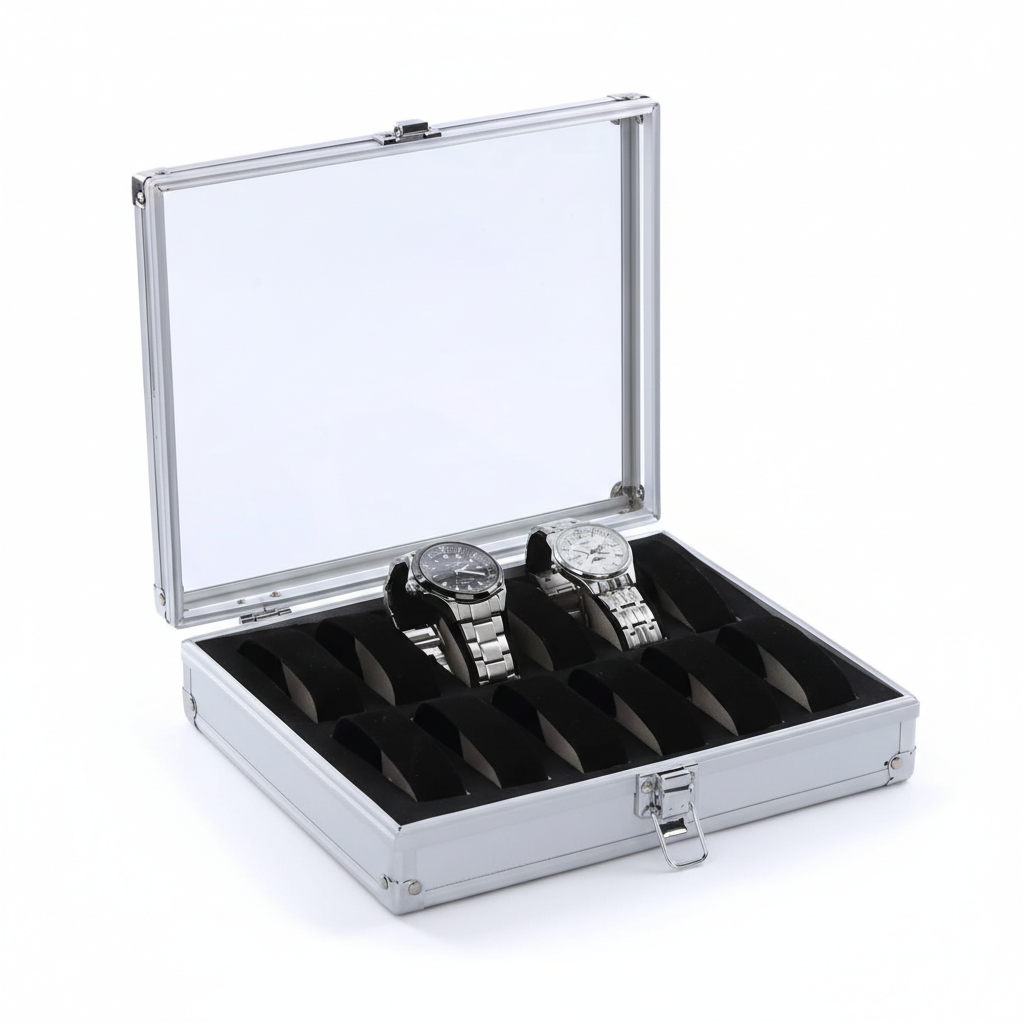 Boîte Montre Métal Aluminium 12 Emplacements