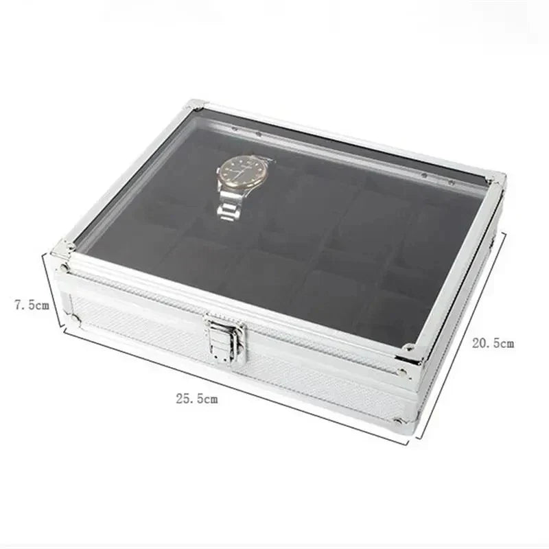Boîte Montre Métal Aluminium 12 Emplacements