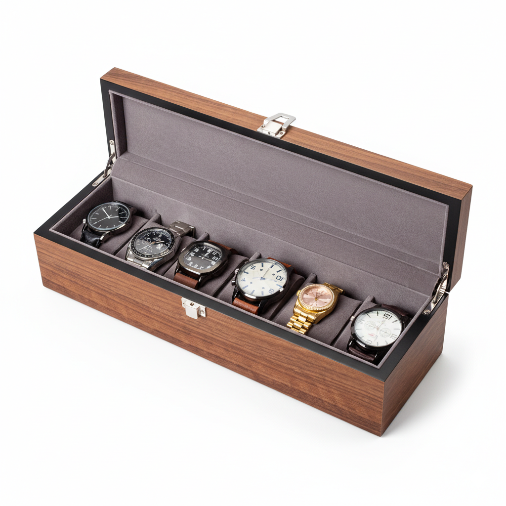 Boîte Montre Bois Noyer Sans Vitrine 3 à 10