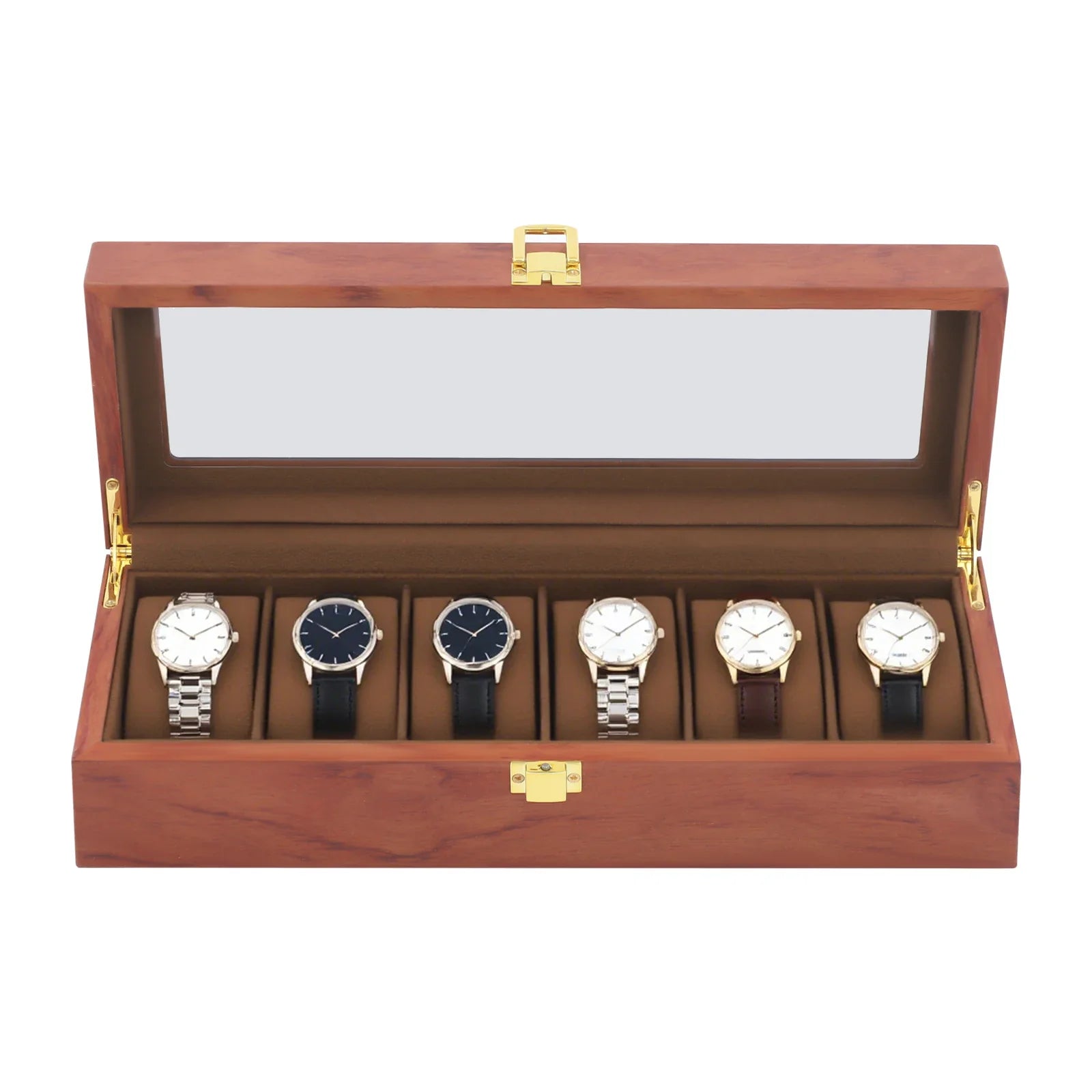 Boîte Montre Bois Noyer Vintage 6 Places