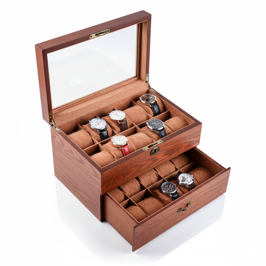 Boîte Montre Bois Vitrine 2 10 20 Sécurisée