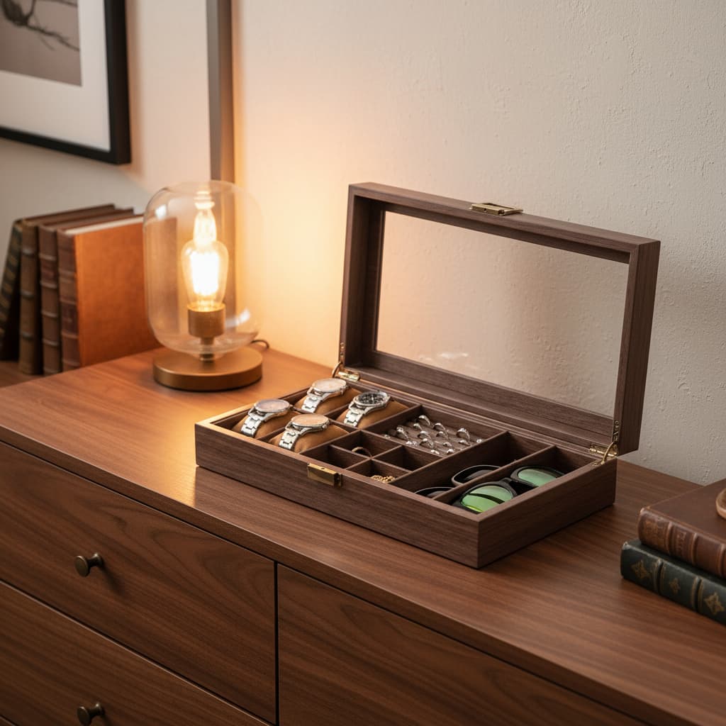 Boîte Bijoux Cuir Grande Capacité Coffret Montres