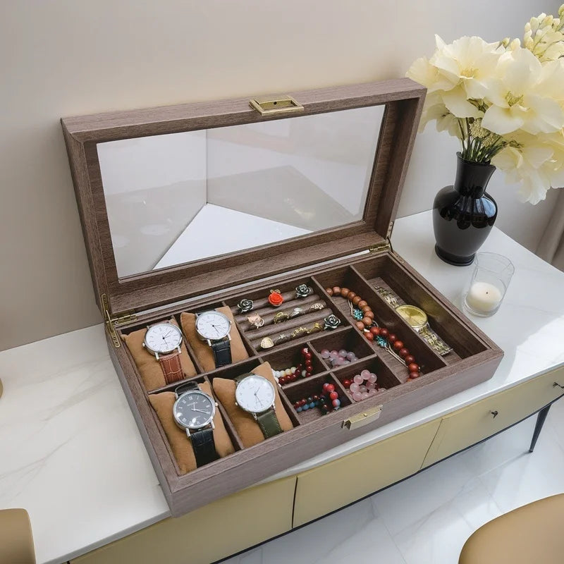 Boîte Bijoux Cuir Grande Capacité Coffret Montres