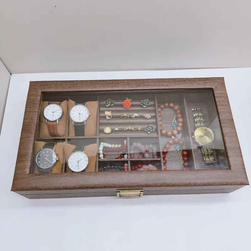 Boîte Bijoux Cuir Grande Capacité Coffret Montres