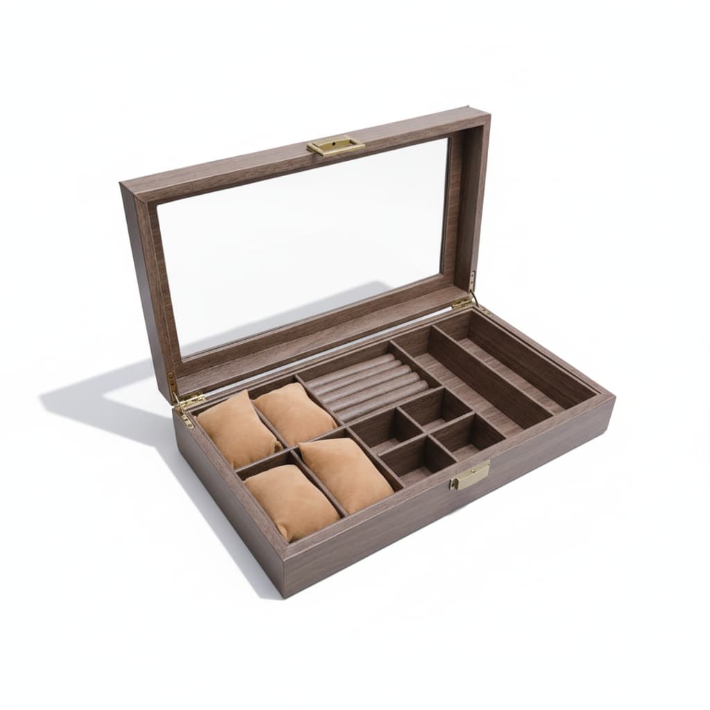 Boîte Bijoux Cuir Grande Capacité Coffret Montres