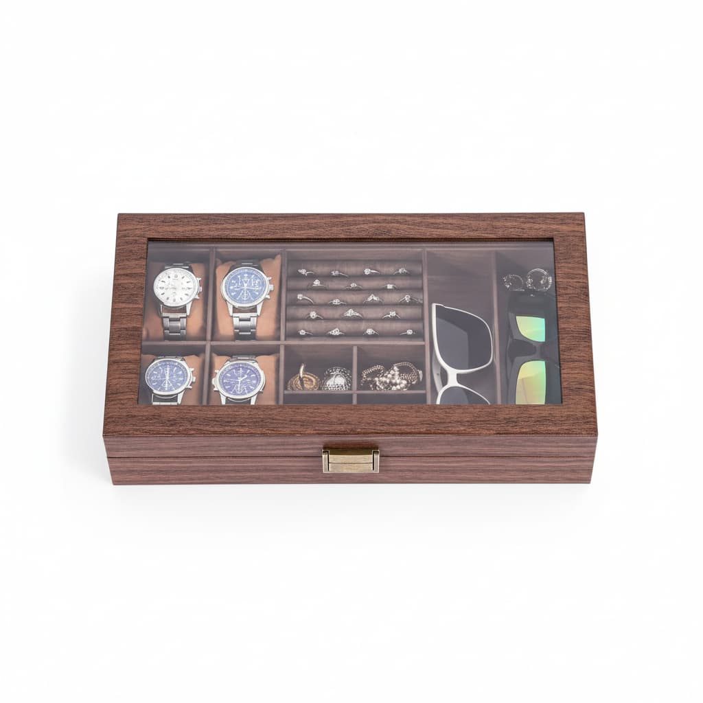 Boîte Bijoux Cuir Grande Capacité Coffret Montres