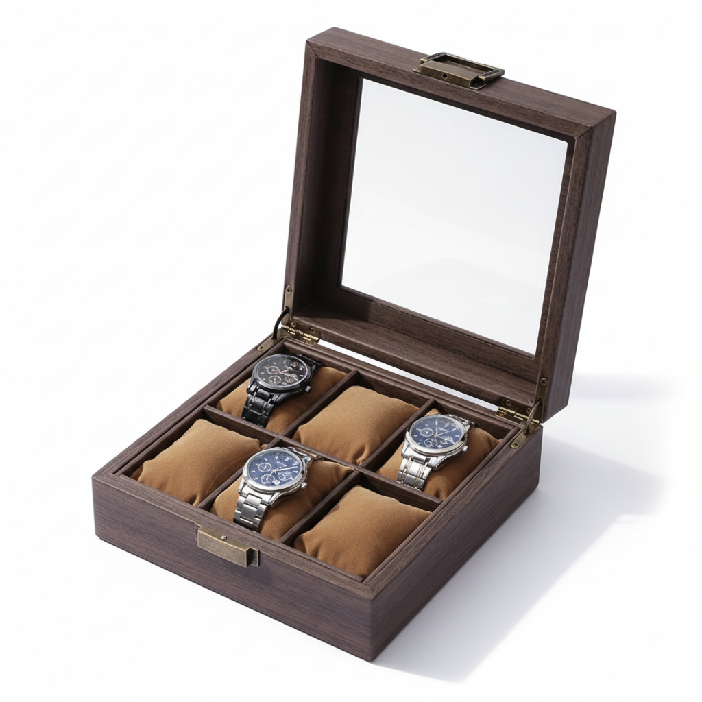 Boîte Montre Bois Effet Vintage 6 Places