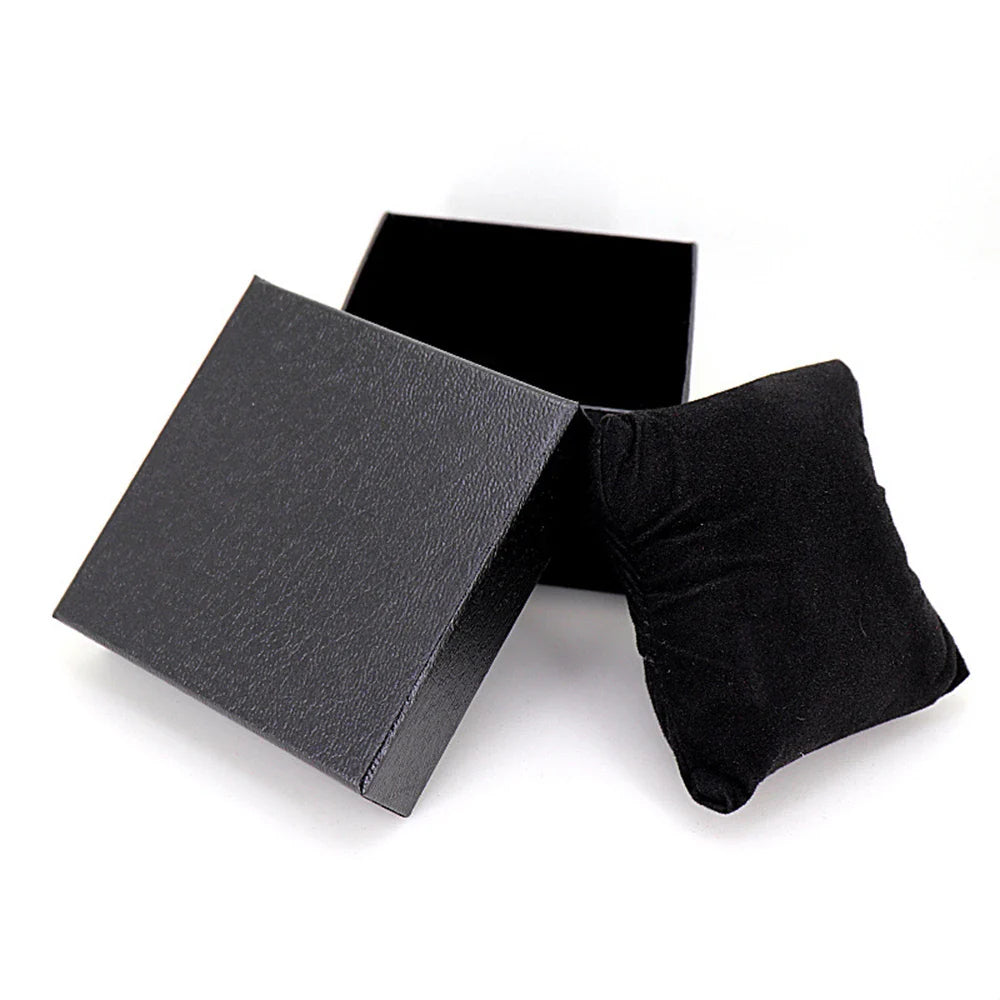 Boîte Montre Cuir Lychee Noir Écrin Cadeau