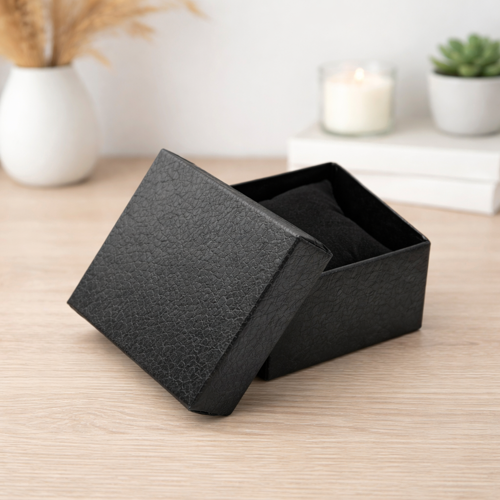 Boîte Montre Cuir Lychee Noir Écrin Cadeau