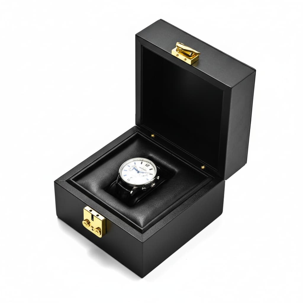 Boîte Montre Cuir Noir 1 Emplacement Luxe