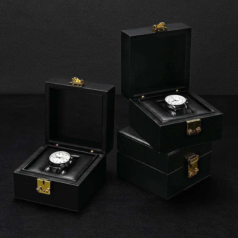 Boîte Montre Cuir Noir 1 Emplacement Luxe