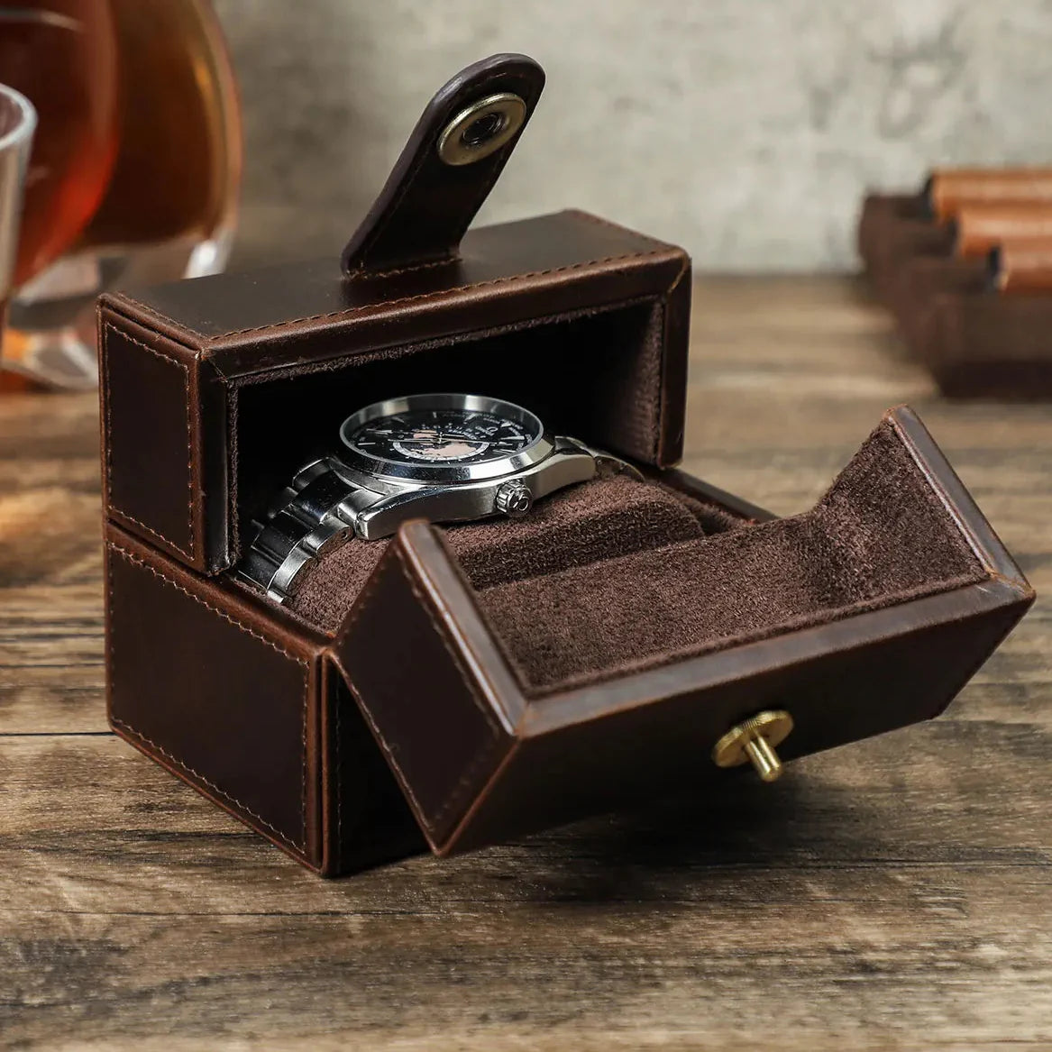 Boîte Montre Cuir Rétro Premium Compact