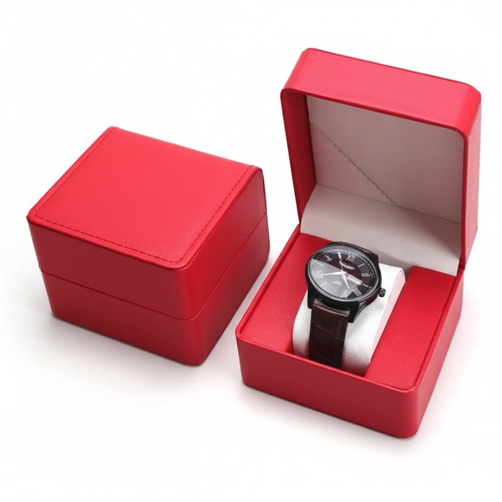 Boîte Montre Cuir Simili PU Compacte Coussin