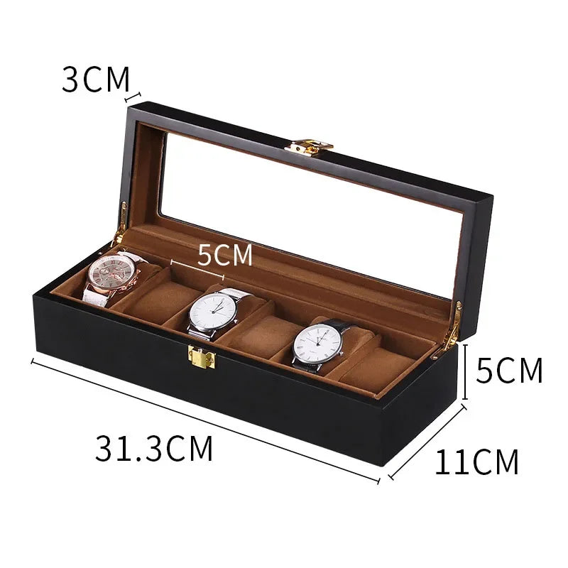 Coffret Montres Bois Asiatique Marron Vitrine
