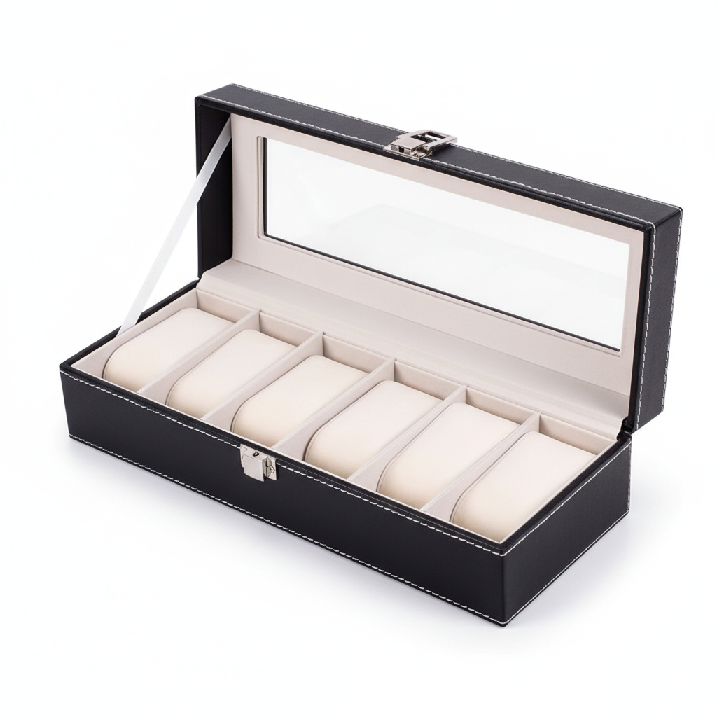 Boîte à Montres Beige Cuir 20 Emplacements